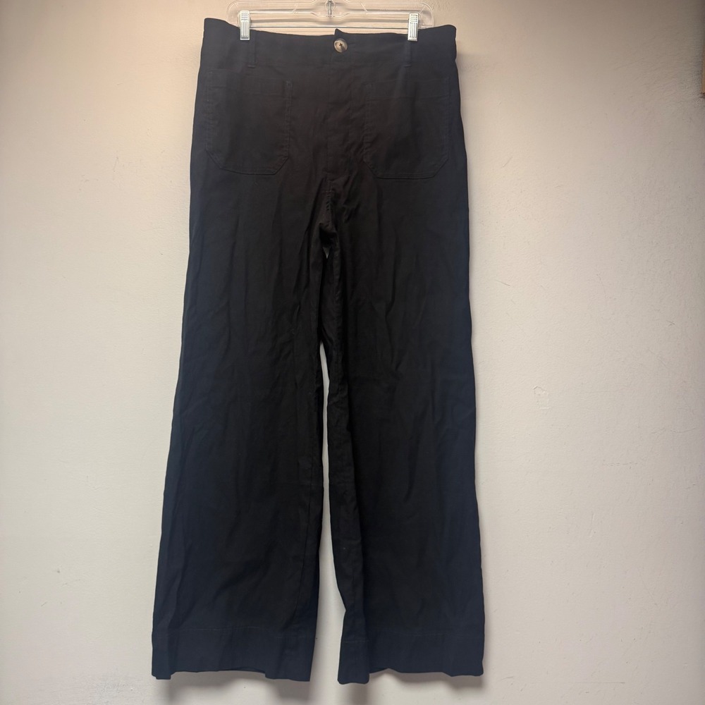 Maeve The Colette Pants Womens 32T Black Wide Leg High Rise Patch Pockets